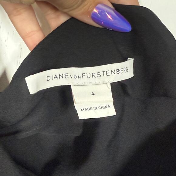 Diane von Furstenberg Tadd Dress Womens Size 4 Black Sequin Cowl Neck Party Mini - Picture 9 of 11